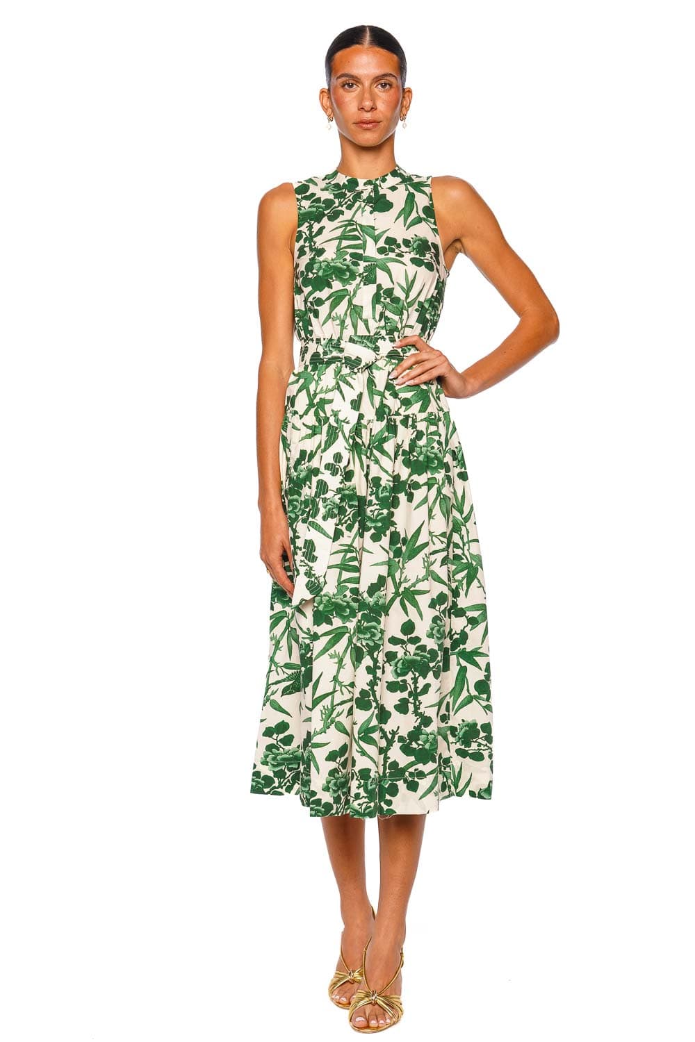 Cara Cara Atlas Dress Green Sleeveless Midi Dress