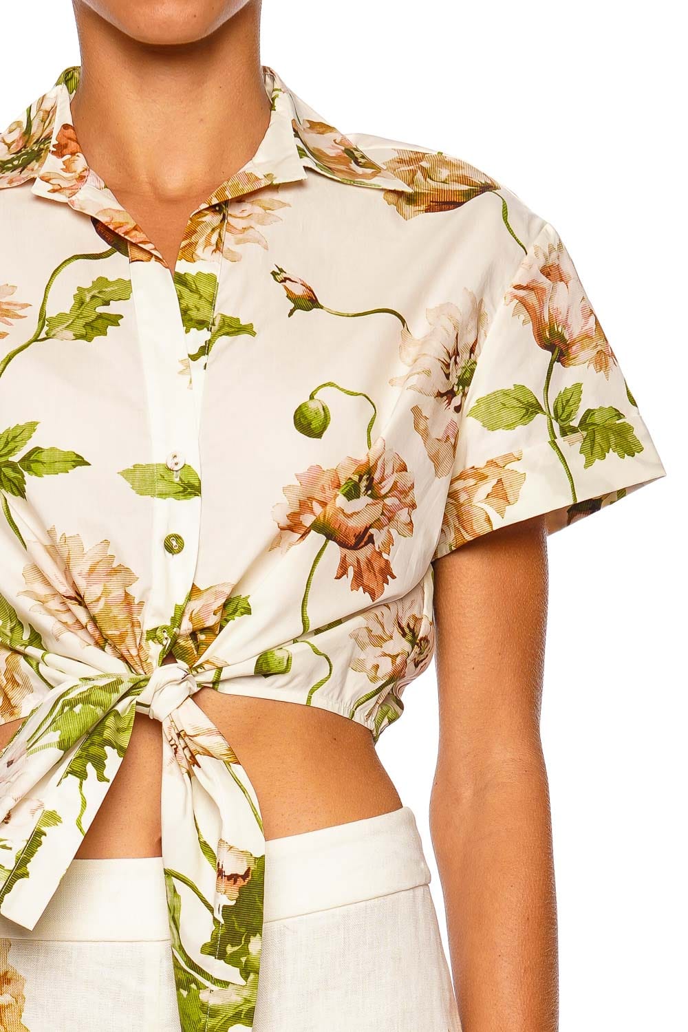 Cara Cara Asbury Top Short Sleeve Floral Tie Front Shirt
