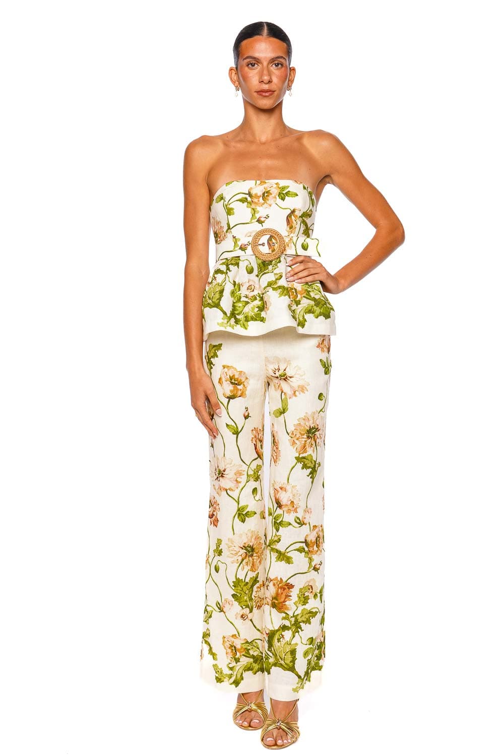 Cara Cara Tilda Top Egret Strapless Peplum Top