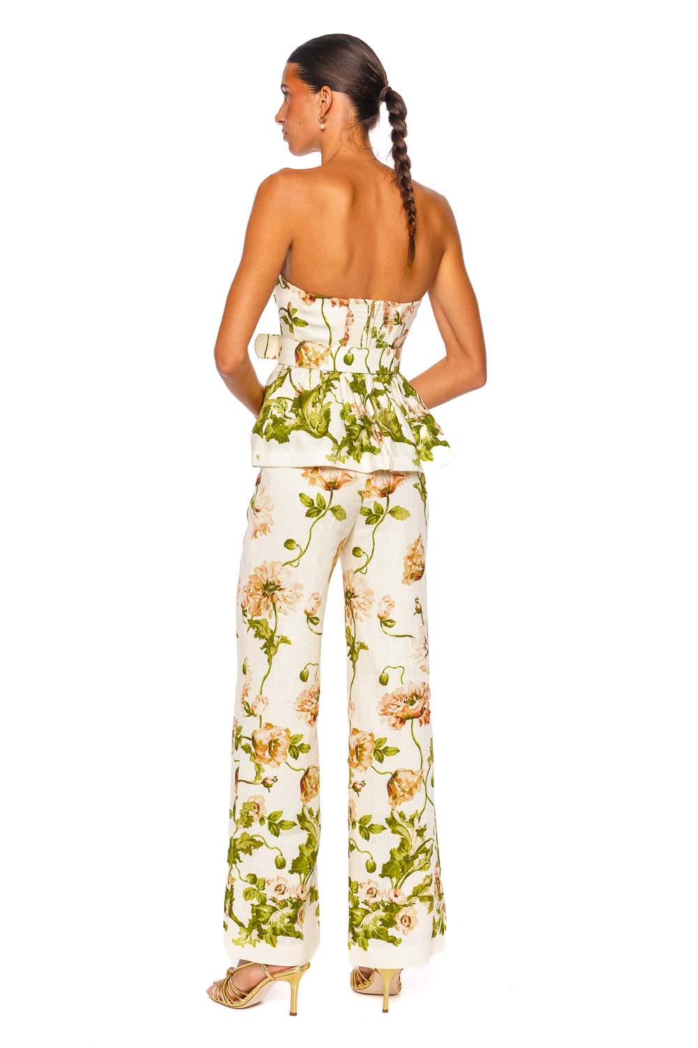 Tilda Lockwood Egret Strapless Linen Peplum Top