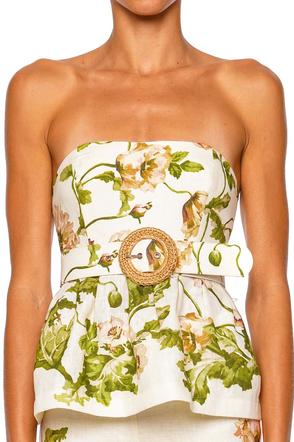 Cara Cara Tilda Top Egret Strapless Peplum Top