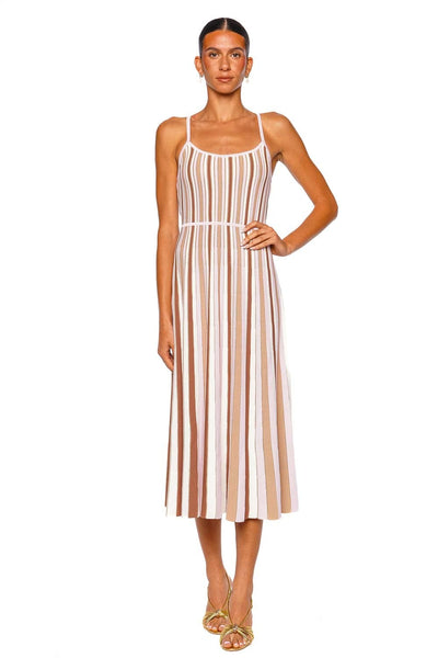 open lace back dress Margie Blush Stripe Sleeveless Knit Midi Dress