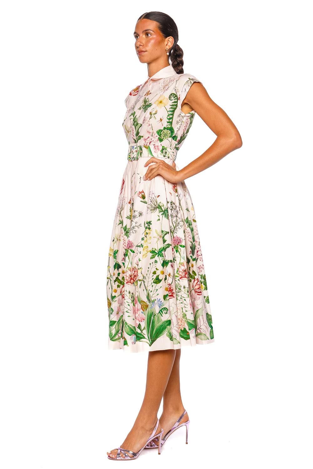 Cara Cara Octavia Bloomsfield Pink Cap Sleeve Midi Dress