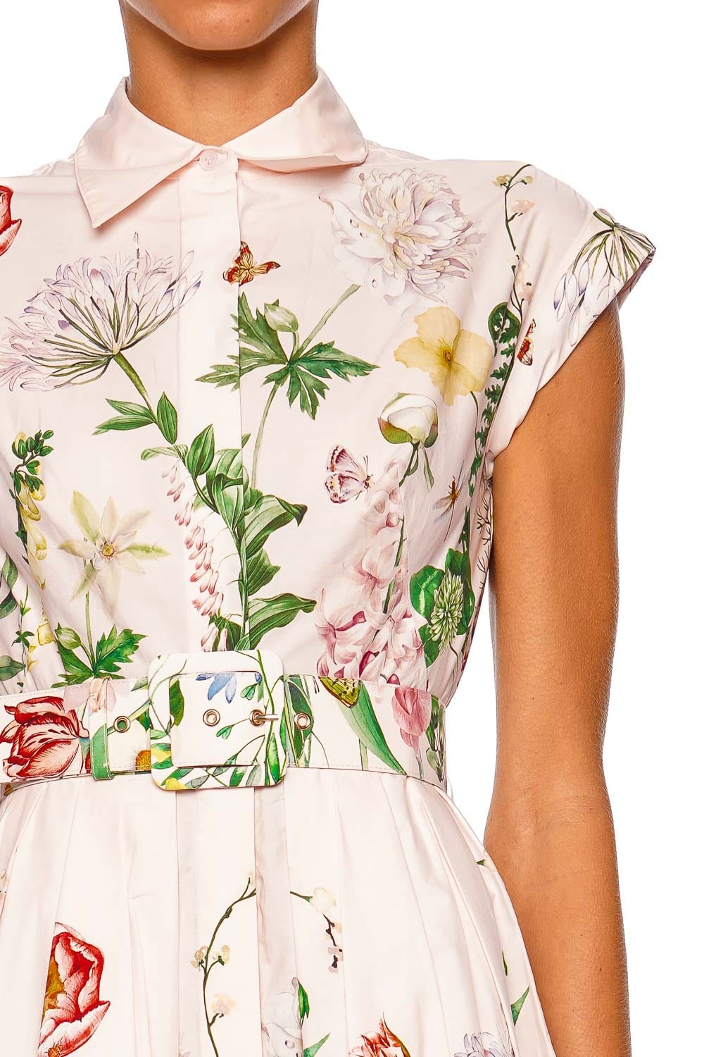 Octavia Bloomsfield Pink Belted Midi Dress