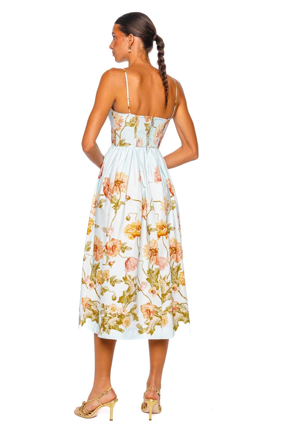 Cara Cara Alba Sky Floral Strappy Midi Dress