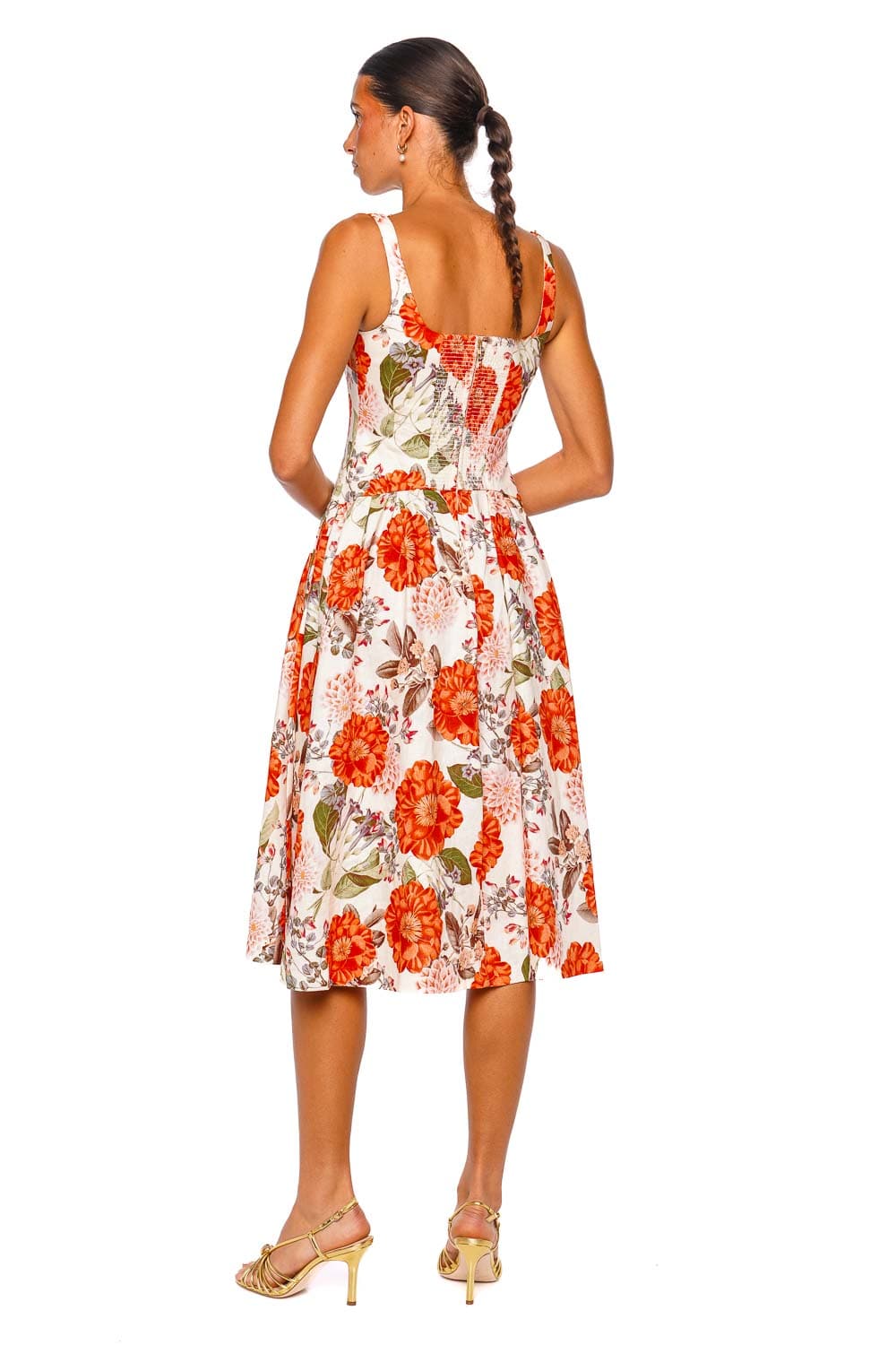 Cara Cara Regio Blossoms Egret Sleeveless Midi Dress