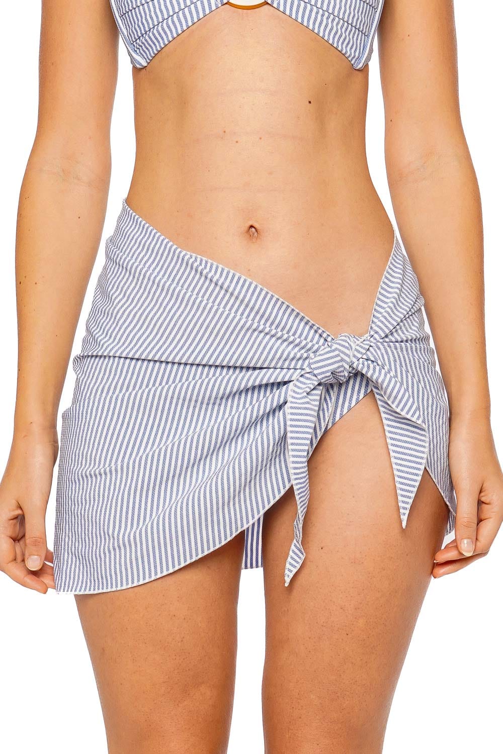 Montce Swim Classic Stripe Blue Sarong Mini Skirt