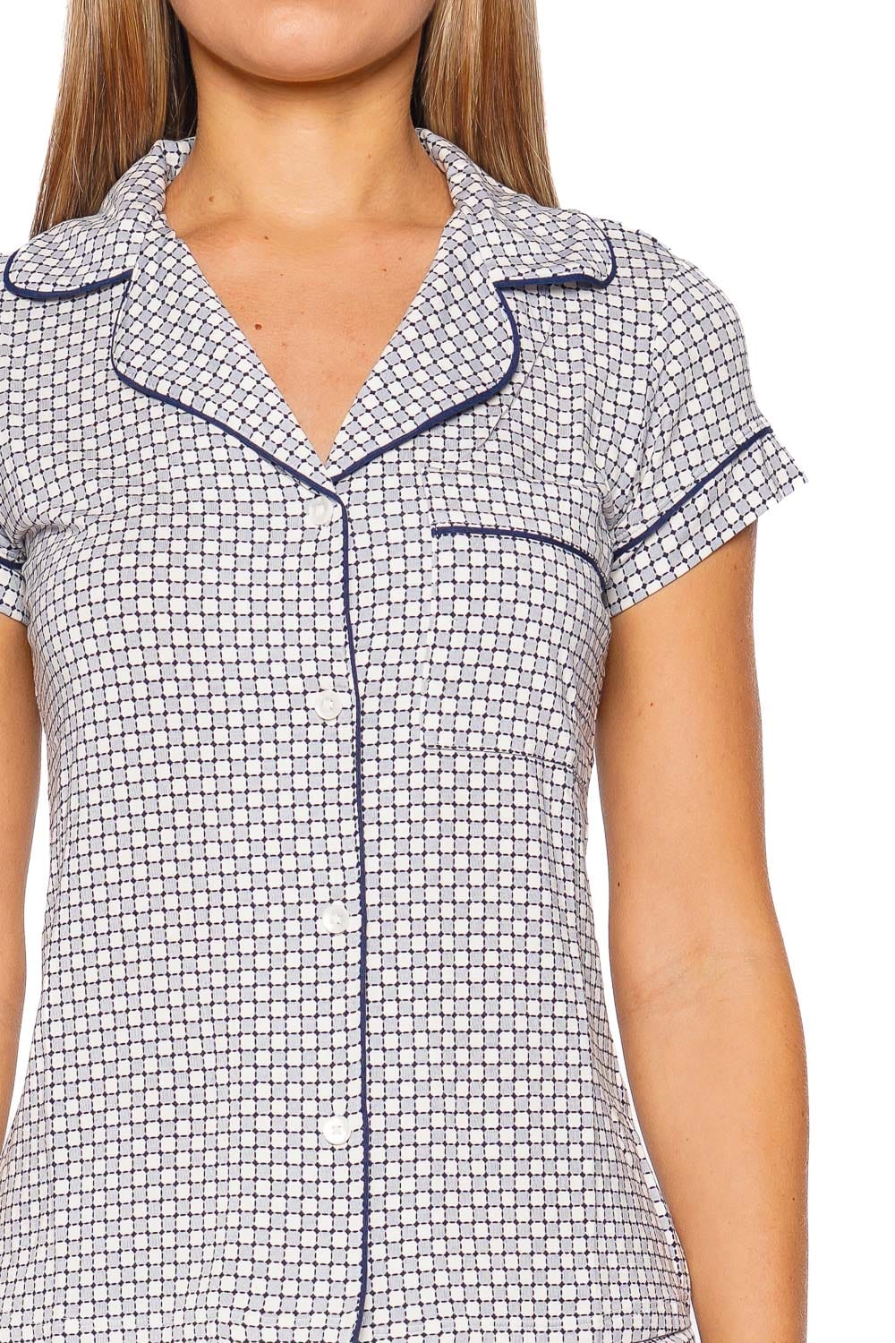 Eberjey Gisele Geo-Sphere Gray Dawn Short Sleeve Pajama Set