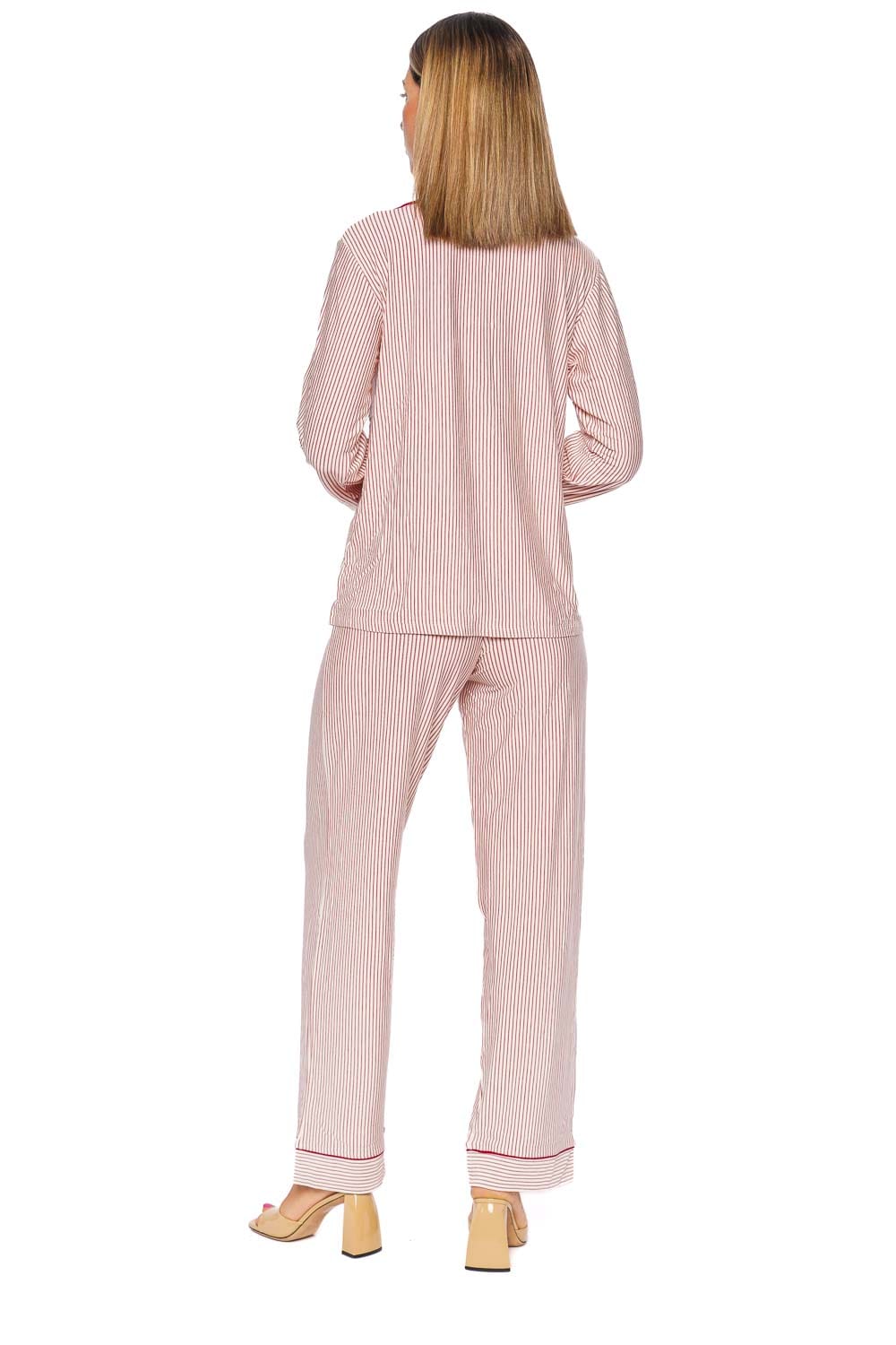 Eberjey Gisele Duo Stripe Hollyred Long Sleeve Pajama Set