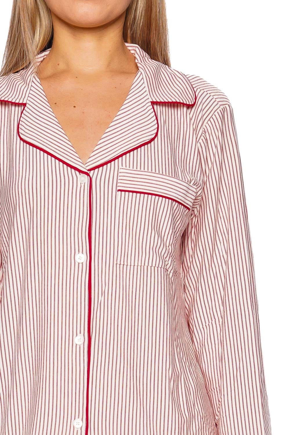Eberjey Gisele Duo Stripe Hollyred Long Sleeve Pajama Set