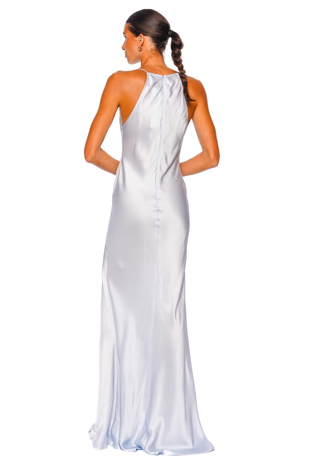 LAPOINTE Cloud Satin Halter Cowl Neck Gown