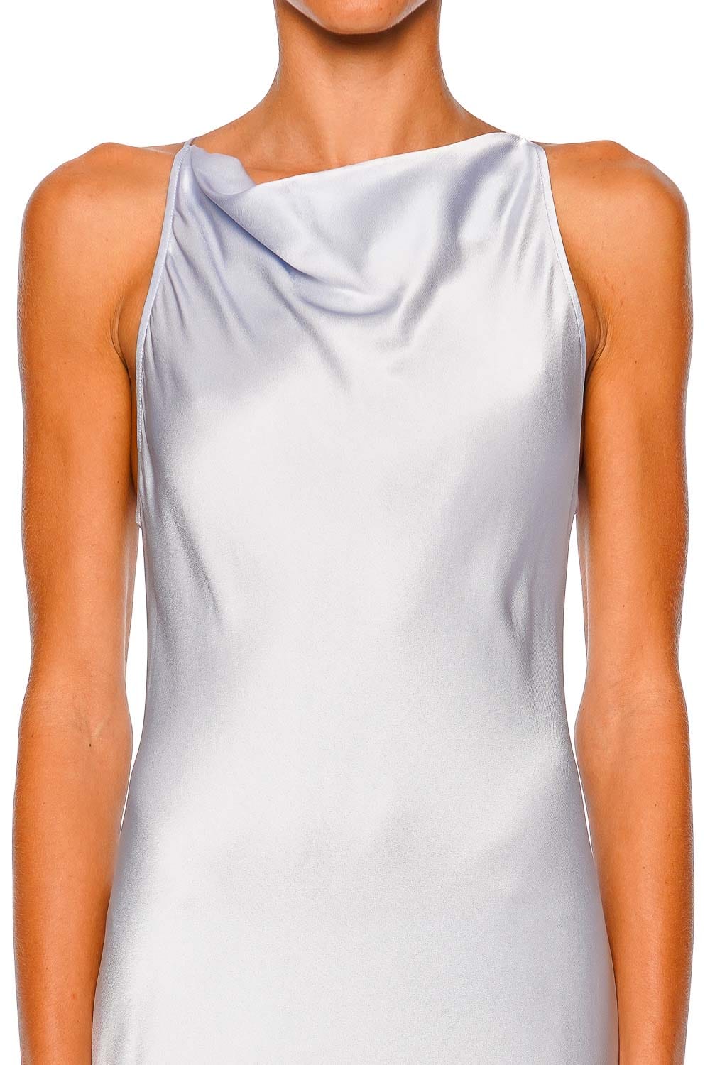 LAPOINTE Cloud Satin Halter Cowl Neck Gown
