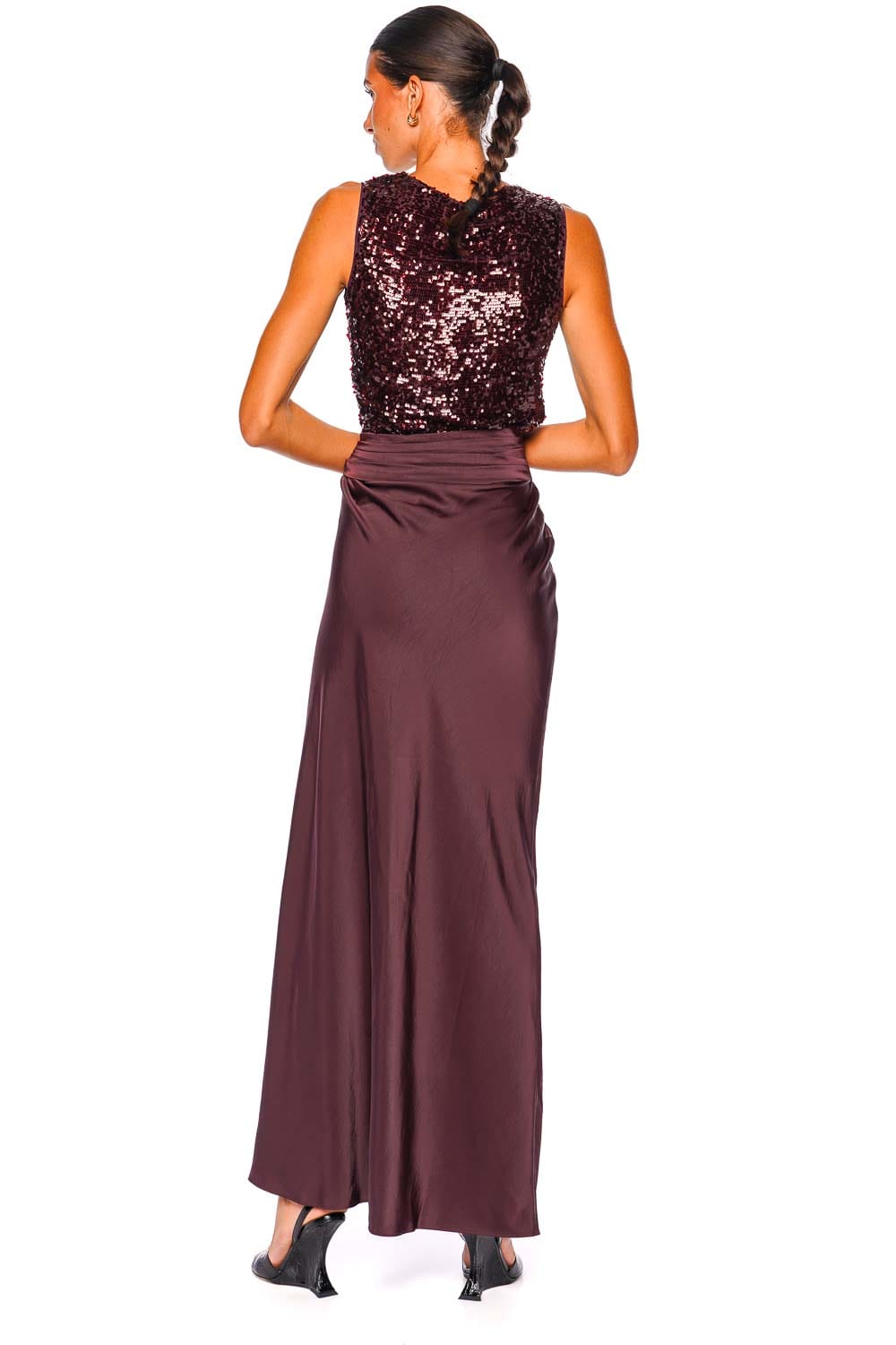 LAPOINTE Mulberry Satin Asymmetric Maxi Skirt
