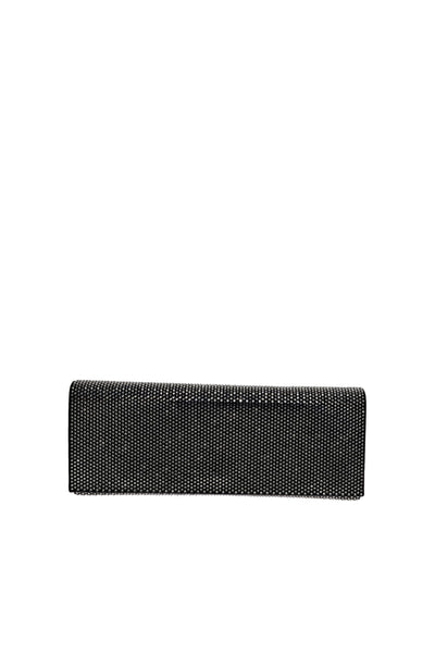 Black Crystal Embellished Envelope Clutch