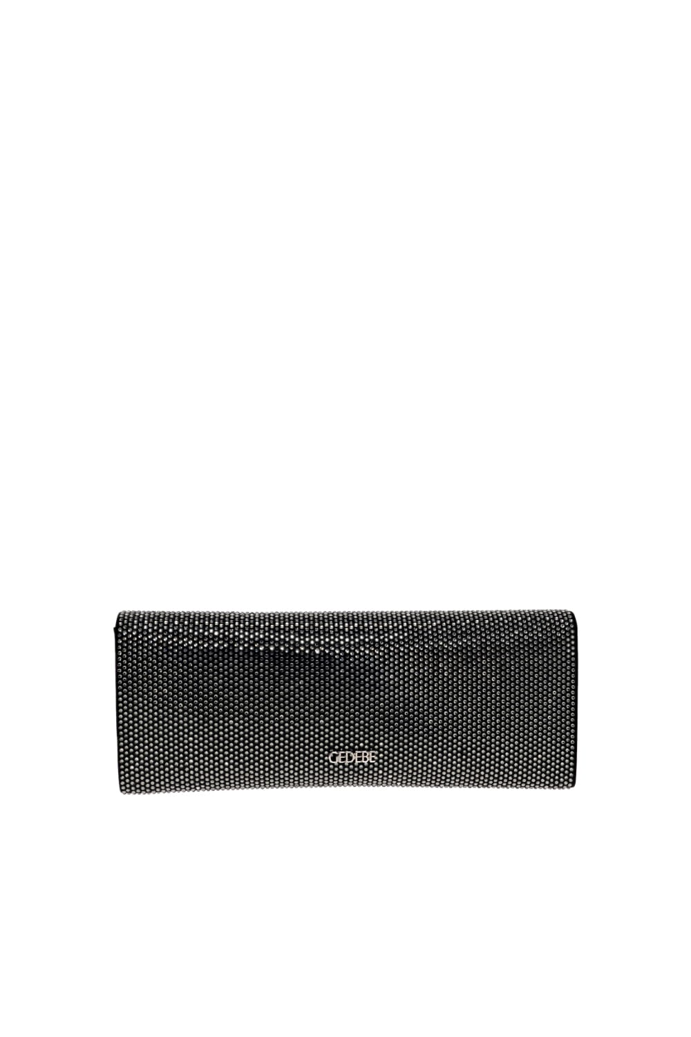 Gedebe Black Crystal Embellished Envelope Clutch