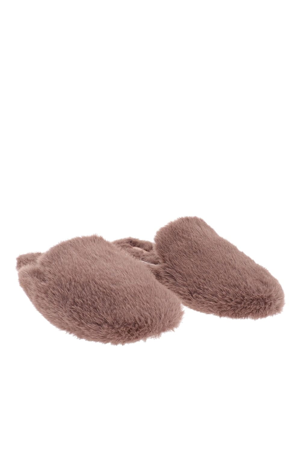 Eberjey Plush Slipper Deep Taupe Faux Fur Backless Slipper