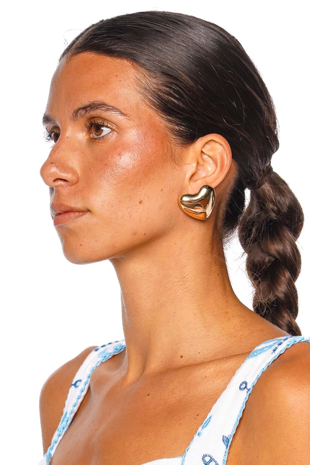 Annika Inez Voluptuous Heart Large Gold Earrings