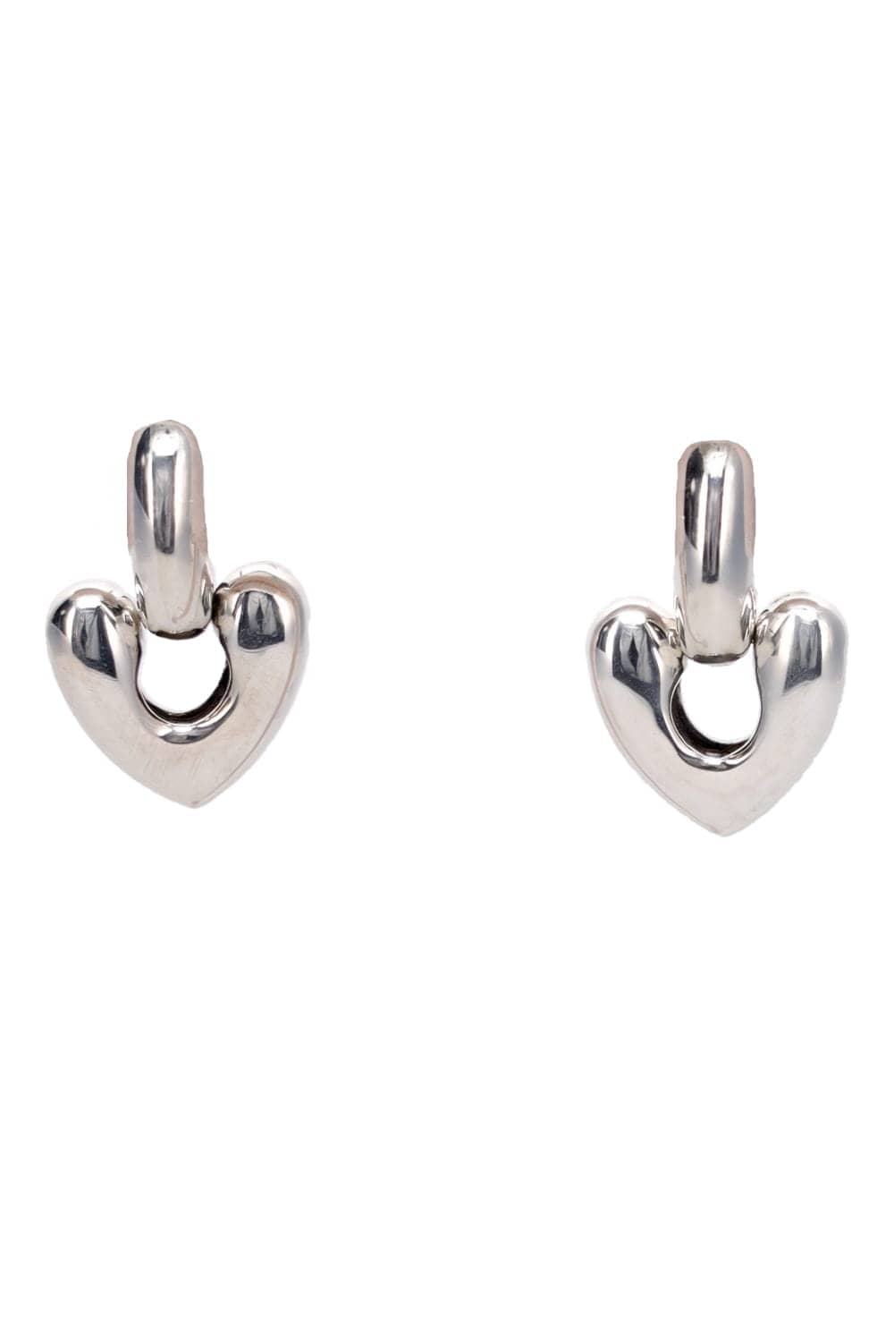 Annika Inez Heart Drop Large Silver Earrings