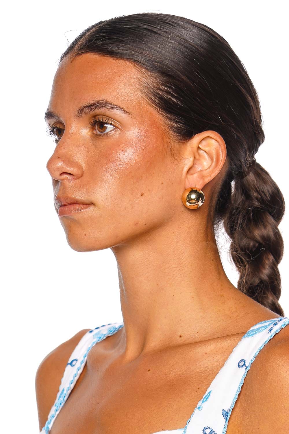 Annika Inez Hemisphere Gold Small Dome Earrings