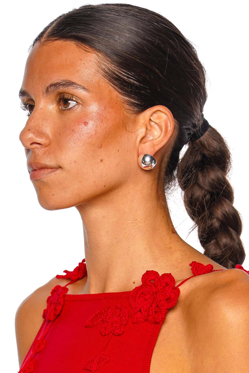 Annika Inez Small Silver Hemisphere Dome Earrings