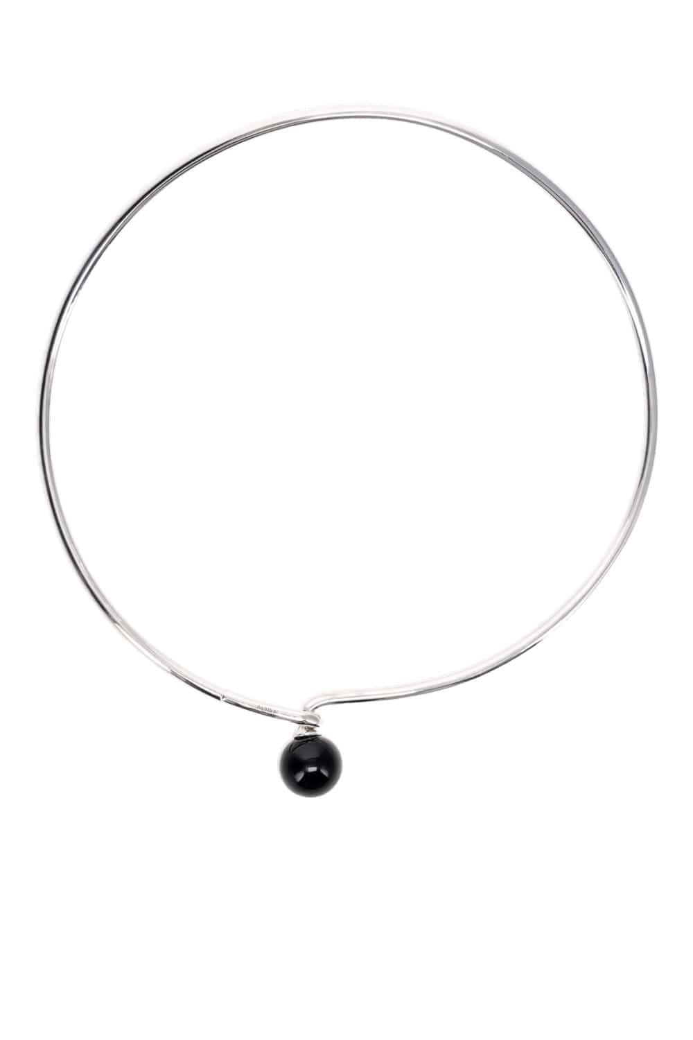Annika Inez Linear Bead Collar Silver and Black Onyx Necklace
