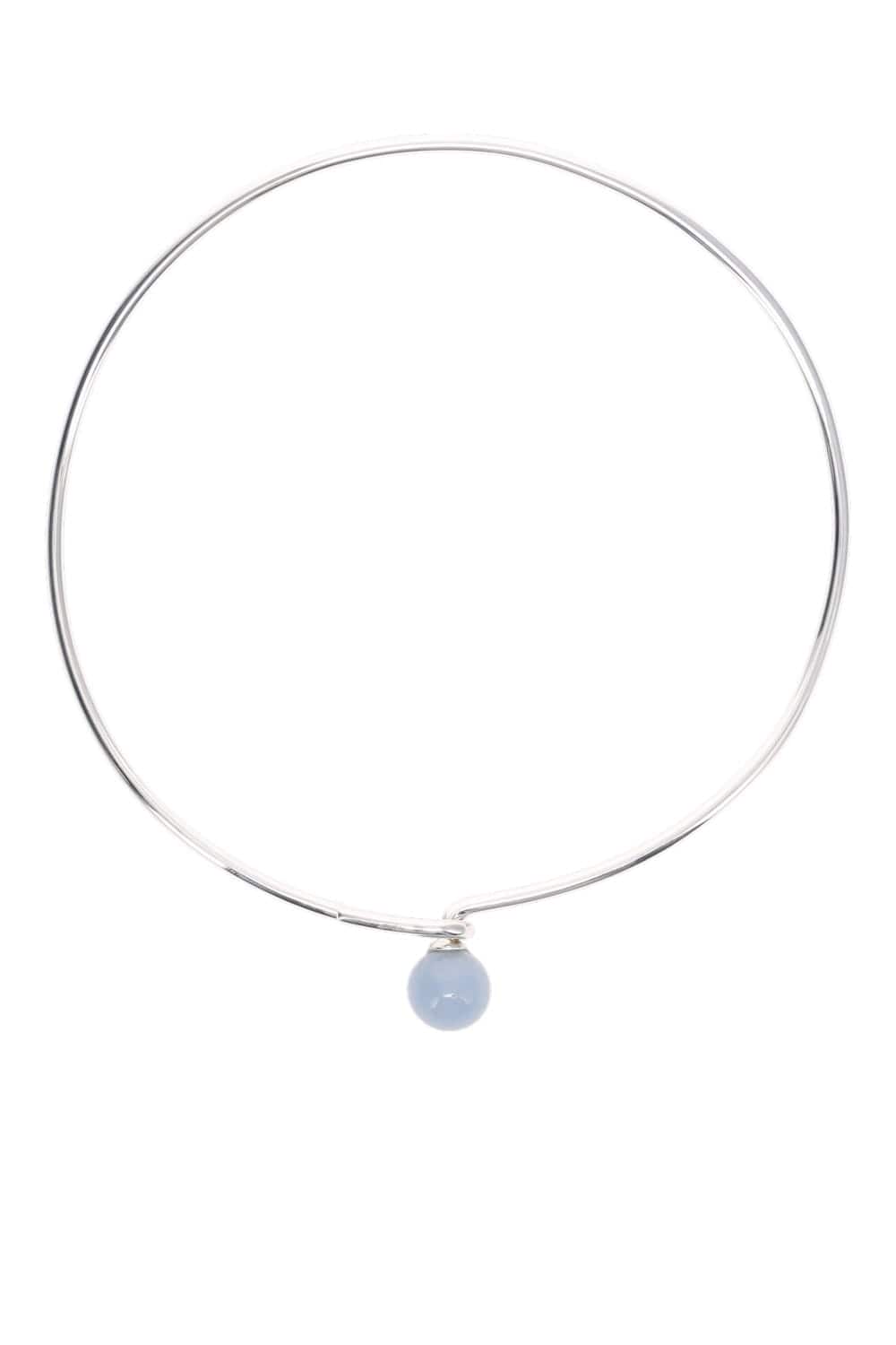 Annika Inez Linear Bead Collar Silver Angelite Choker Necklace