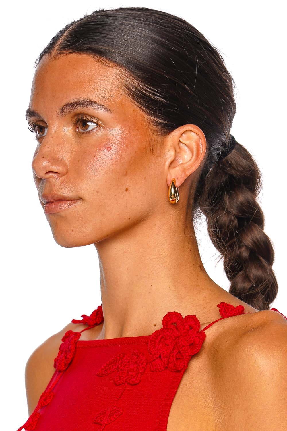 Annika Inez Large Gold Sloping Hinge Hoop Earrings