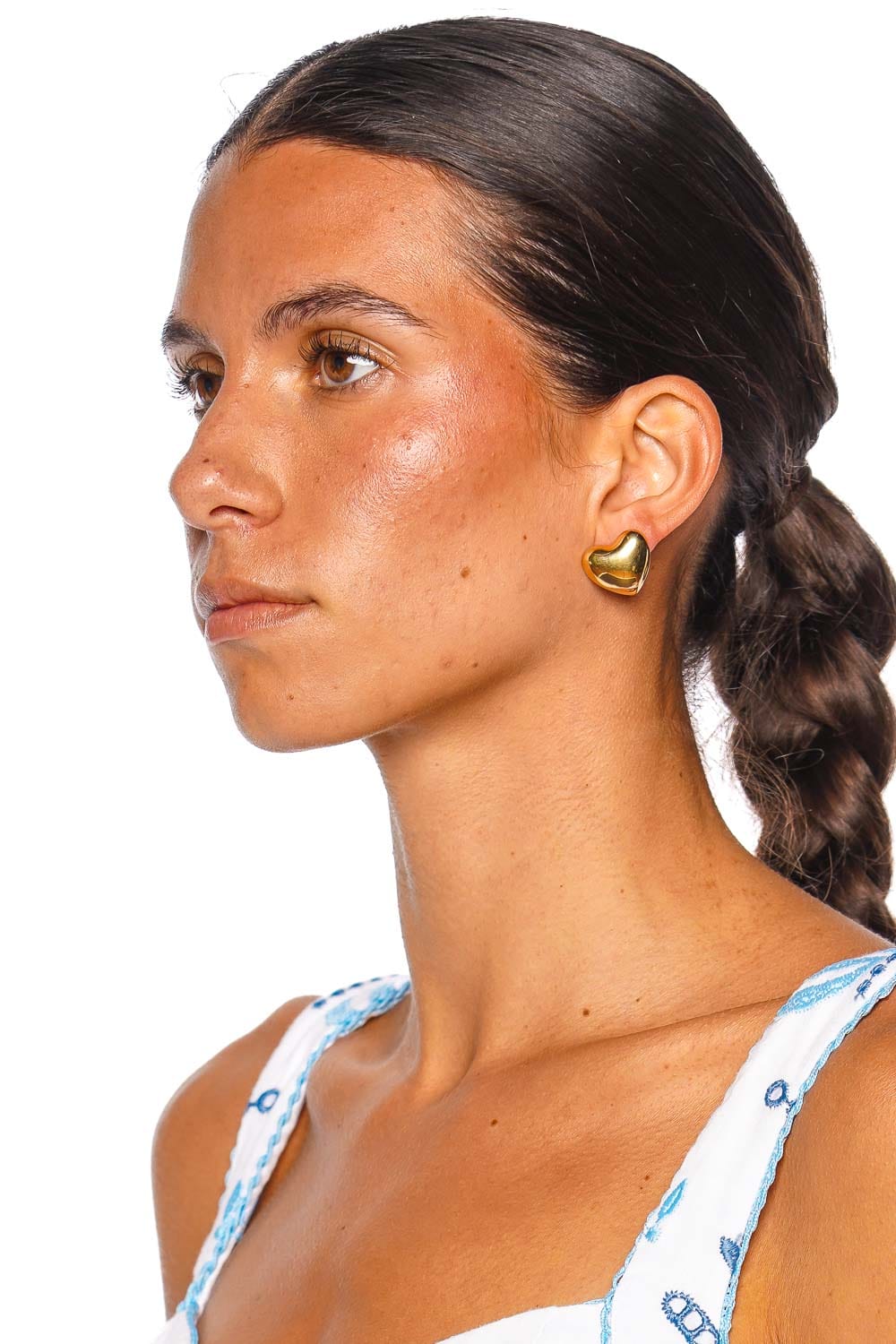 Small Gold Voluptuous Heart Earrings