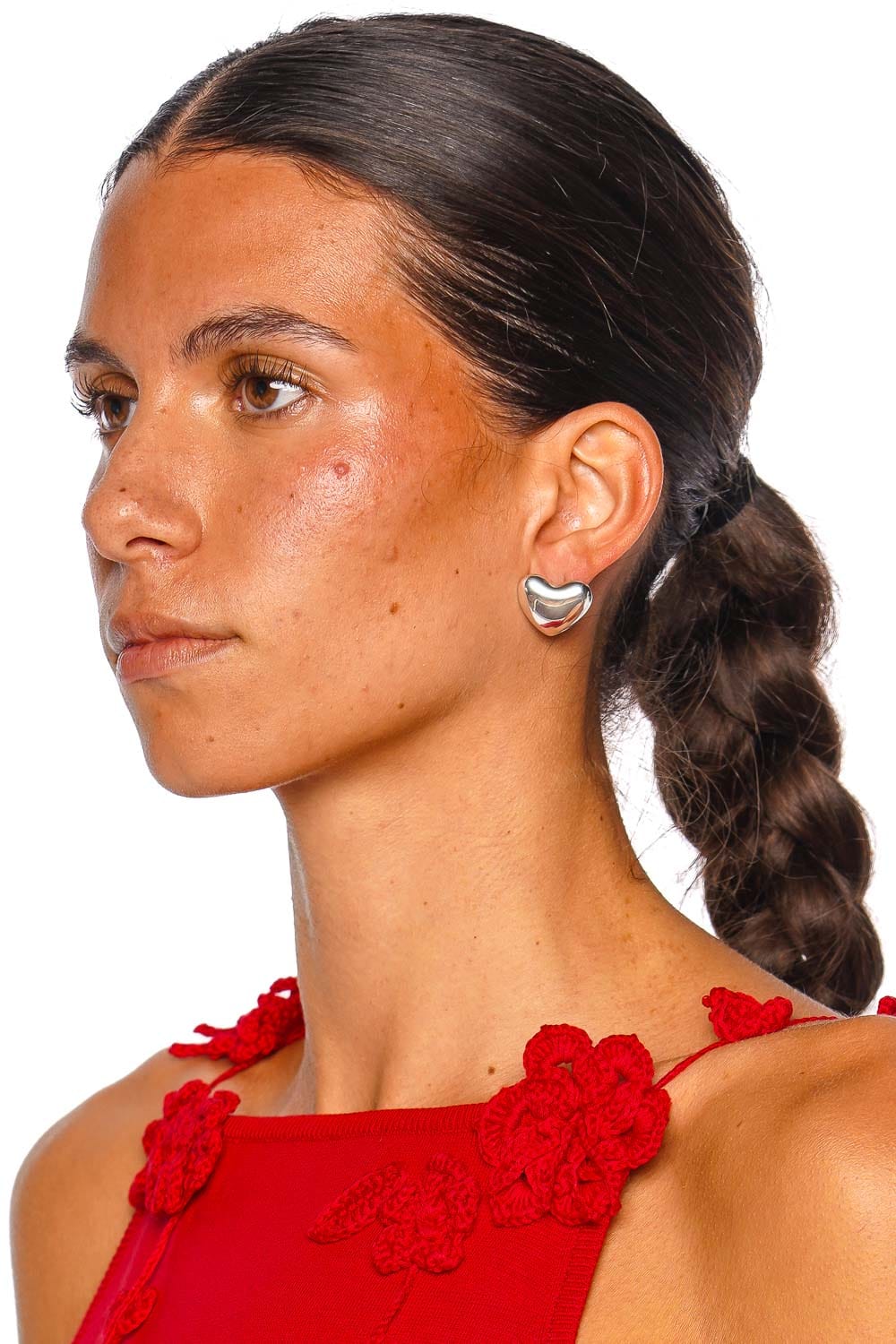 Annika Inez Small Silver Voluptuous Heart Earrings