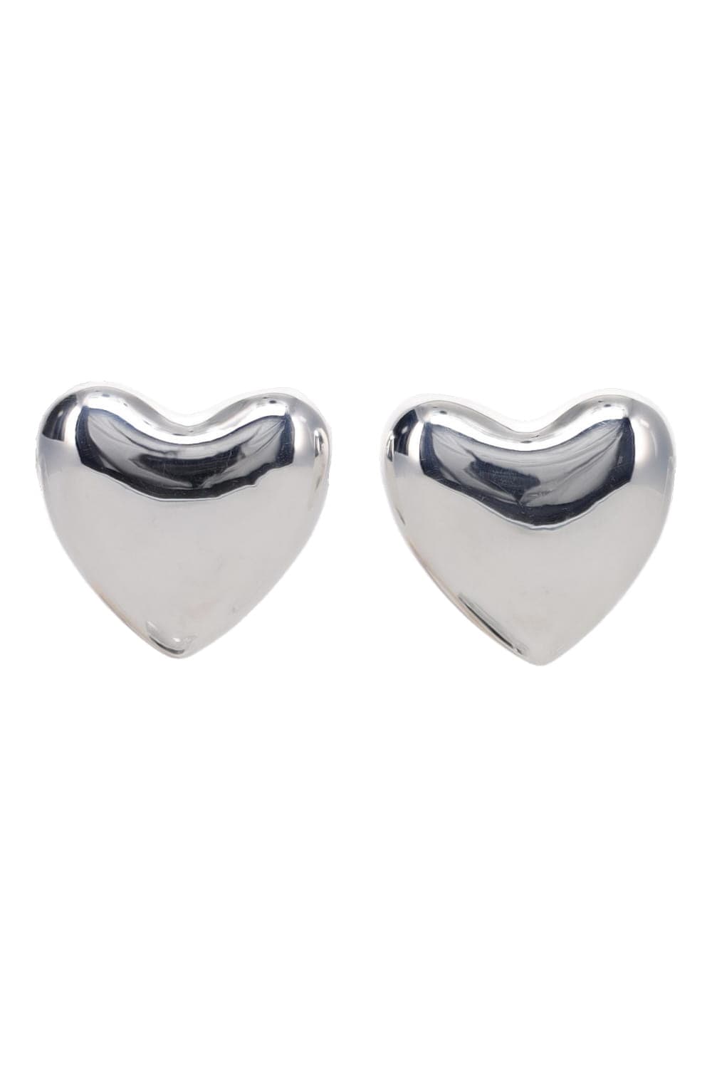 Large Silver Voluptuous Heart Earrings