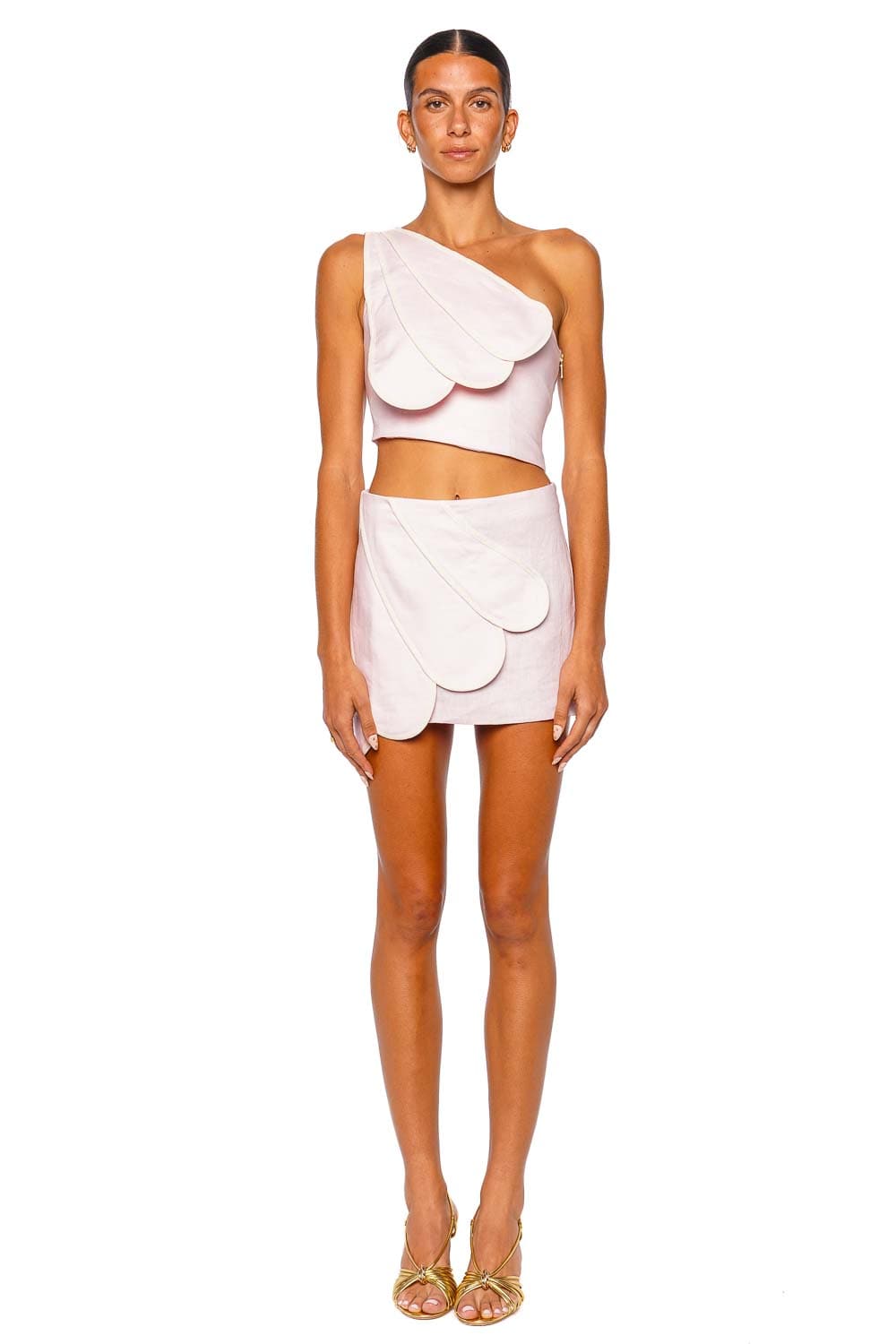 Azulu Sandy Ballet Pink Scalloped Mini Skirt