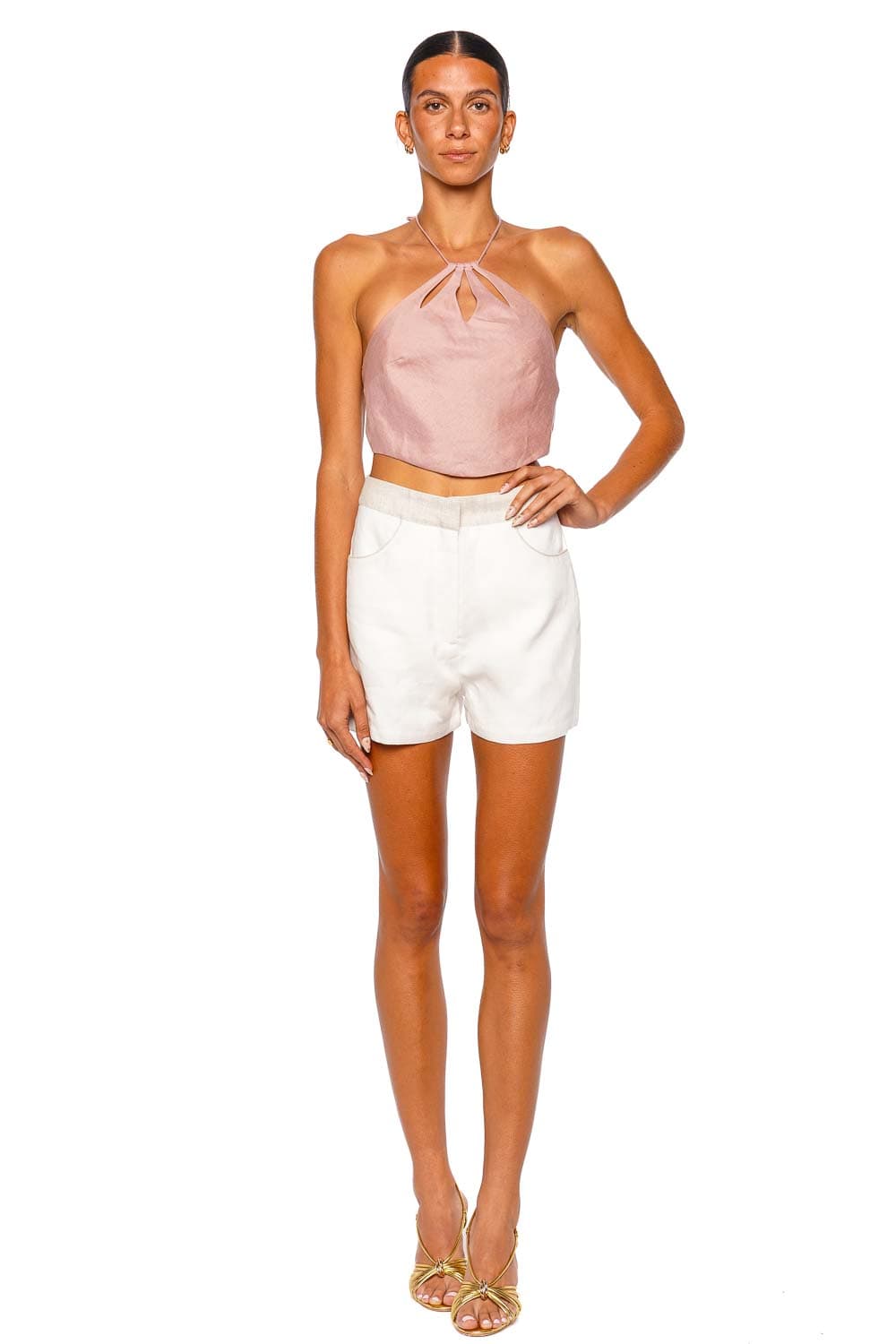 Azulu Amazon Top Rosewood Halter Crop Top