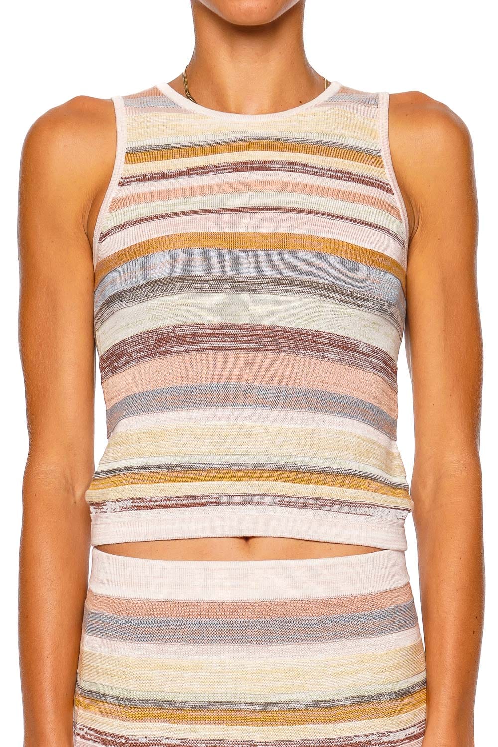 ZIMMERMANN Luna Mouline Multi Stripe Sleeveless Racer Tank
