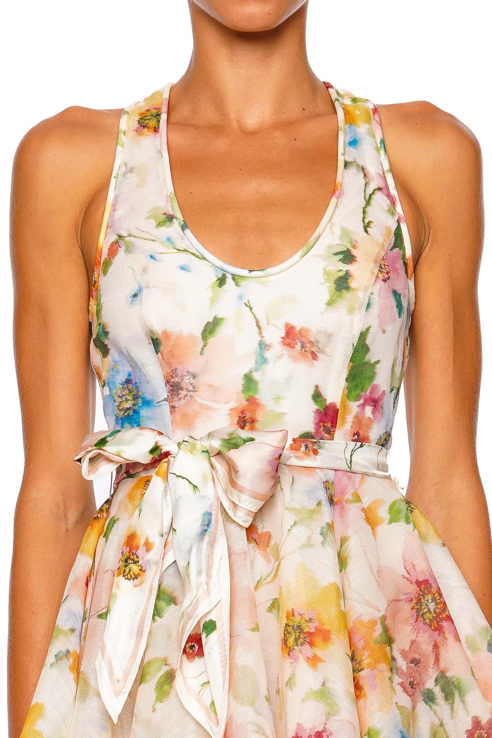 Zimmermann Alchemy Neon Poppy Racer Halter Mini Dress