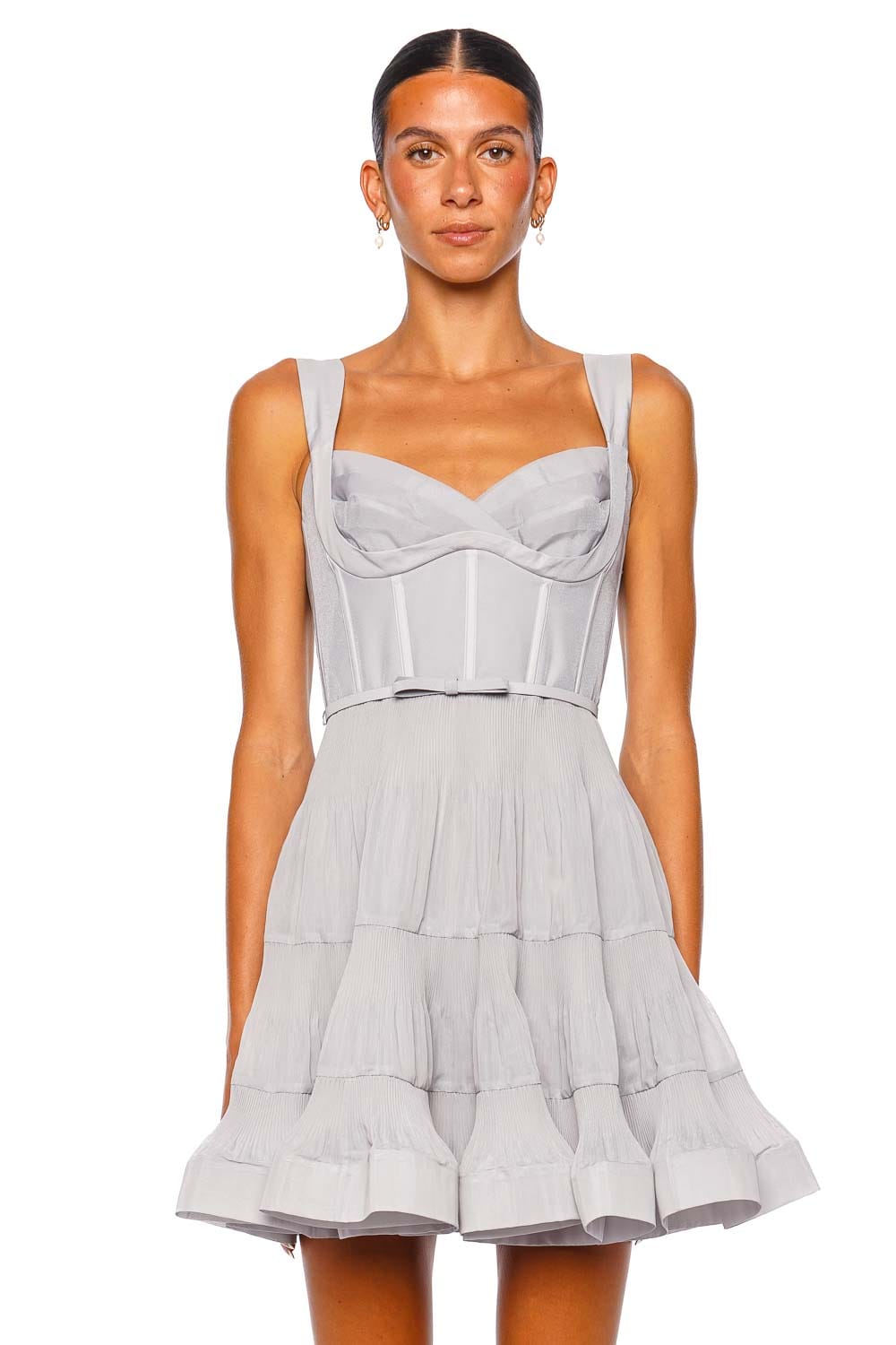 Zimmermann Blue Steel Pleated Draped Mini Dress Zimmermann Blue Steel Pleated Draped Mini Dress
