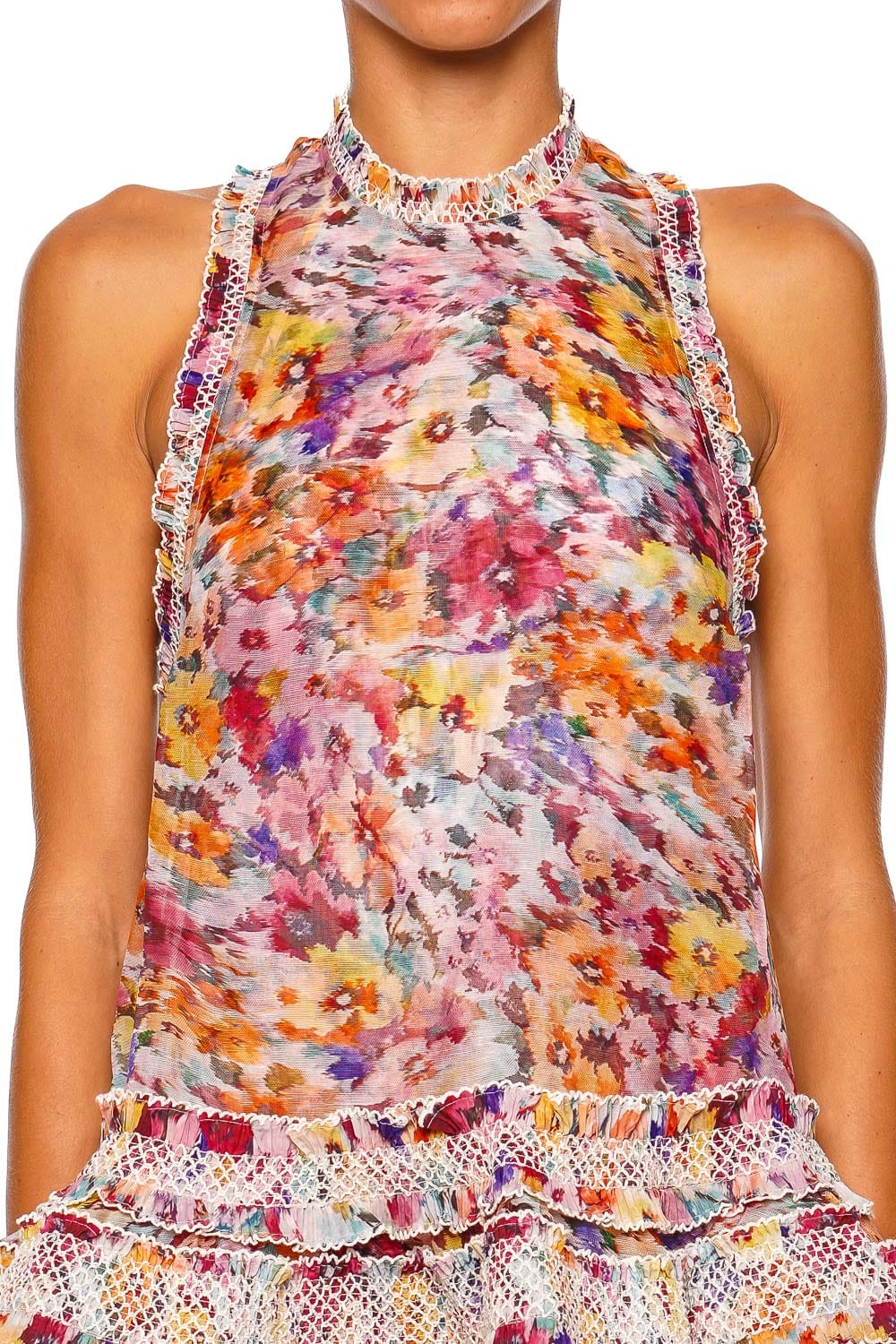 ZIMMERMANN Luna Multi Floral Sleeveless Mini Dress