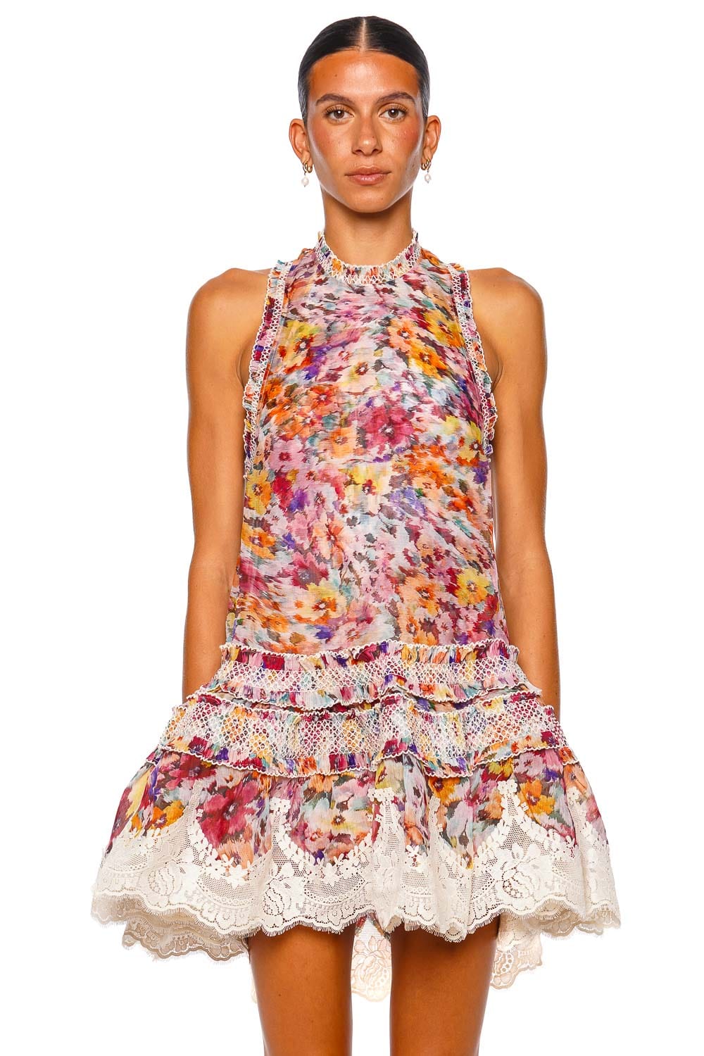 ZIMMERMANN Luna Multi Floral Sleeveless Mini Dress