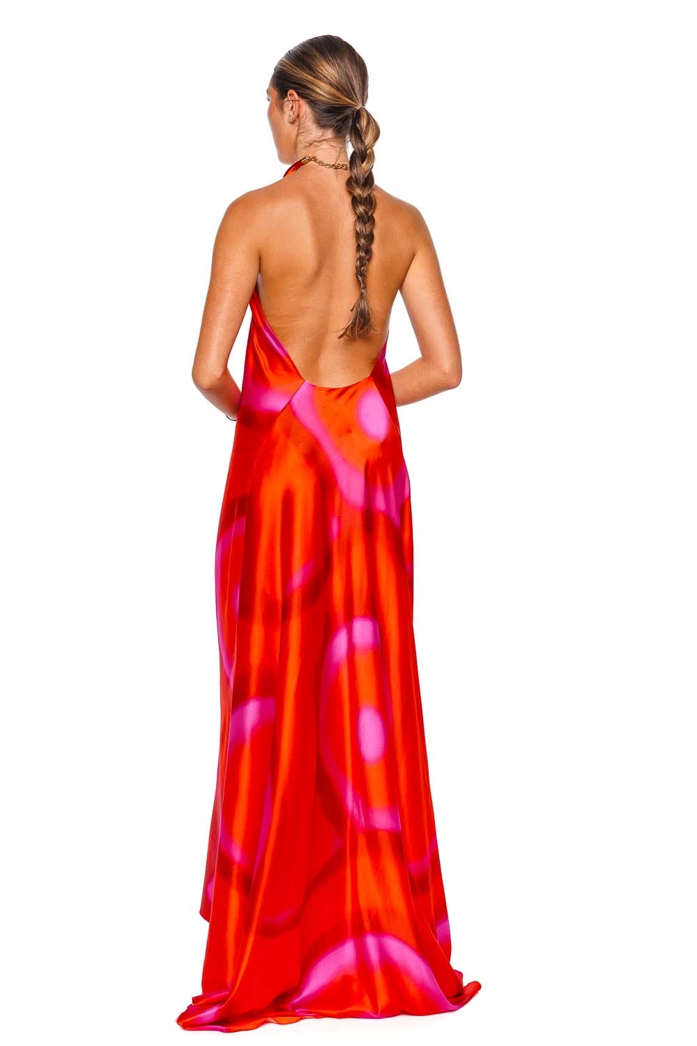 Silvia Tcherassi Jesse Orange Abstract Halter Maxi Dress