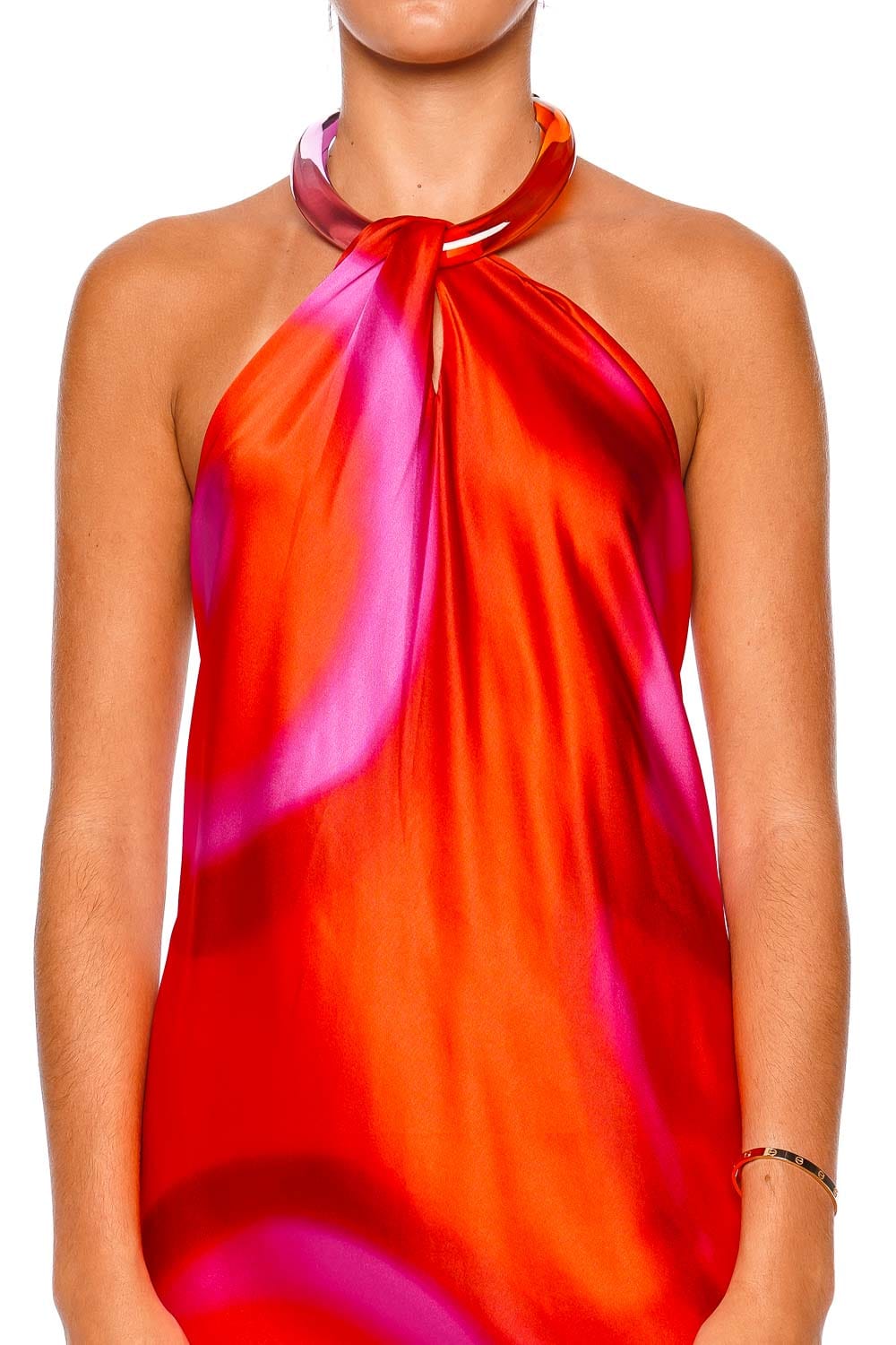 Silvia Tcherassi Jesse Orange Abstract Halter Maxi Dress