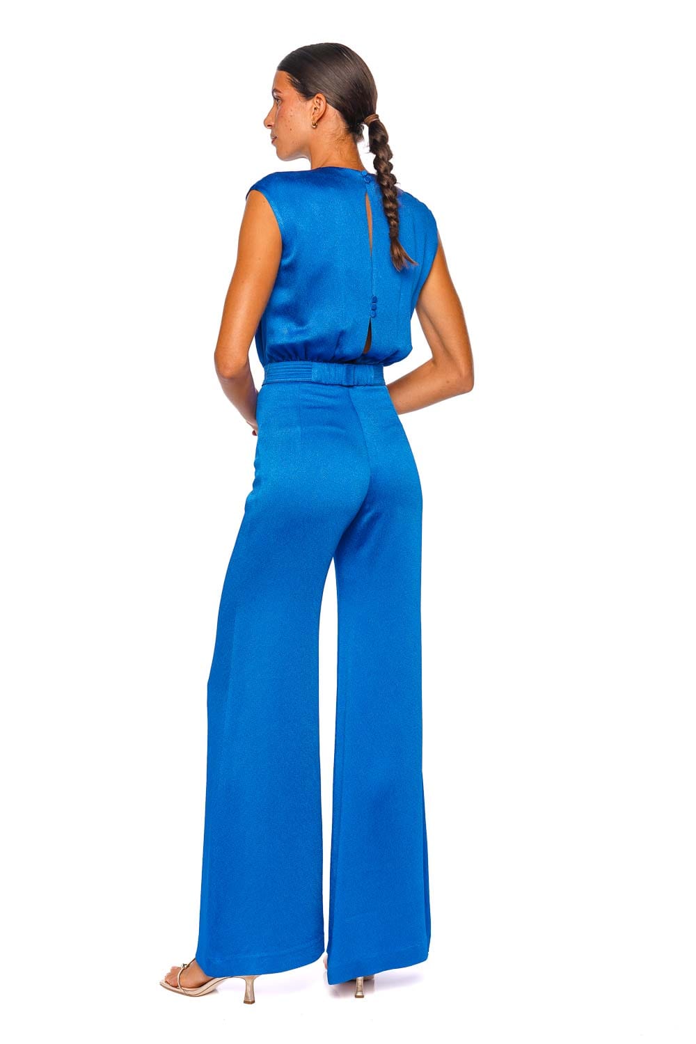 Silvia Tcherassi Noel Royal Blue Sleeveless Belted Jumpsuit