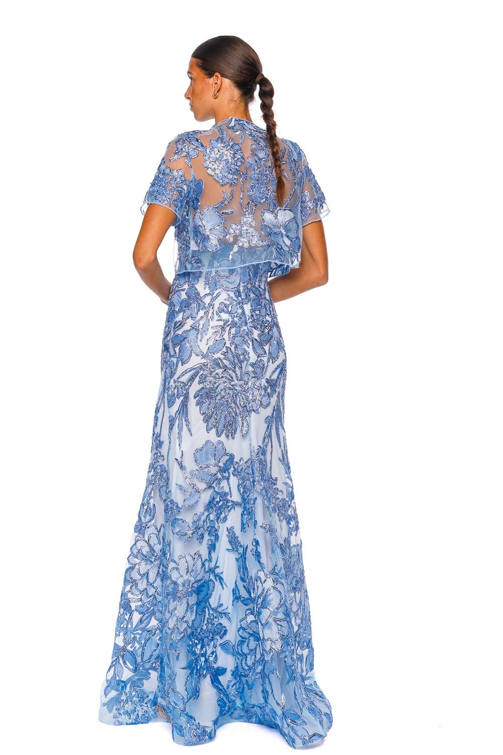 Pale Blue Floral Raffia Embroidered Bolero
