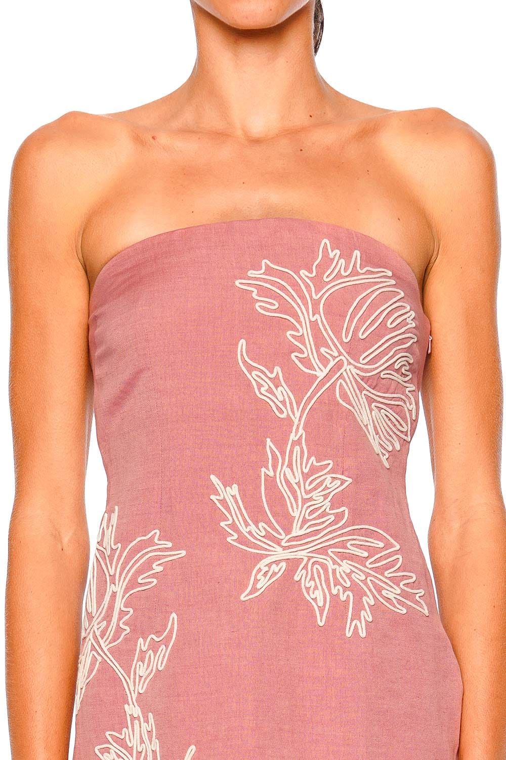 Hemant and Nandita Dusty Pink Embroidered Strapless Mini Dress