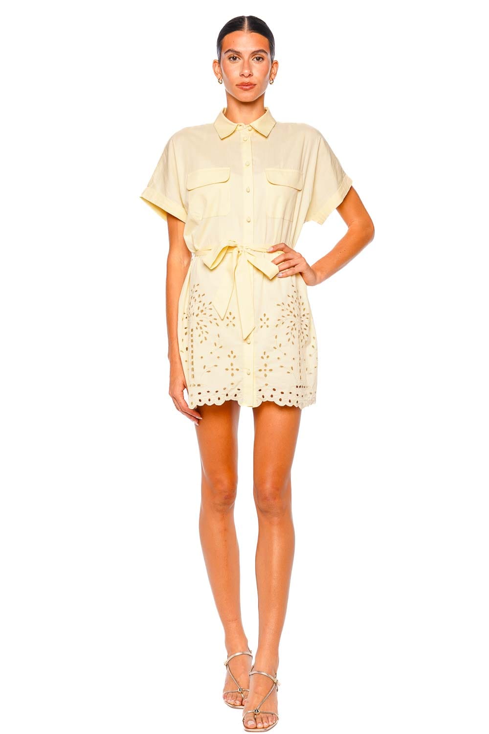 Hemant and Nandita Drop Shoulder Belted Mini Shirt Dress