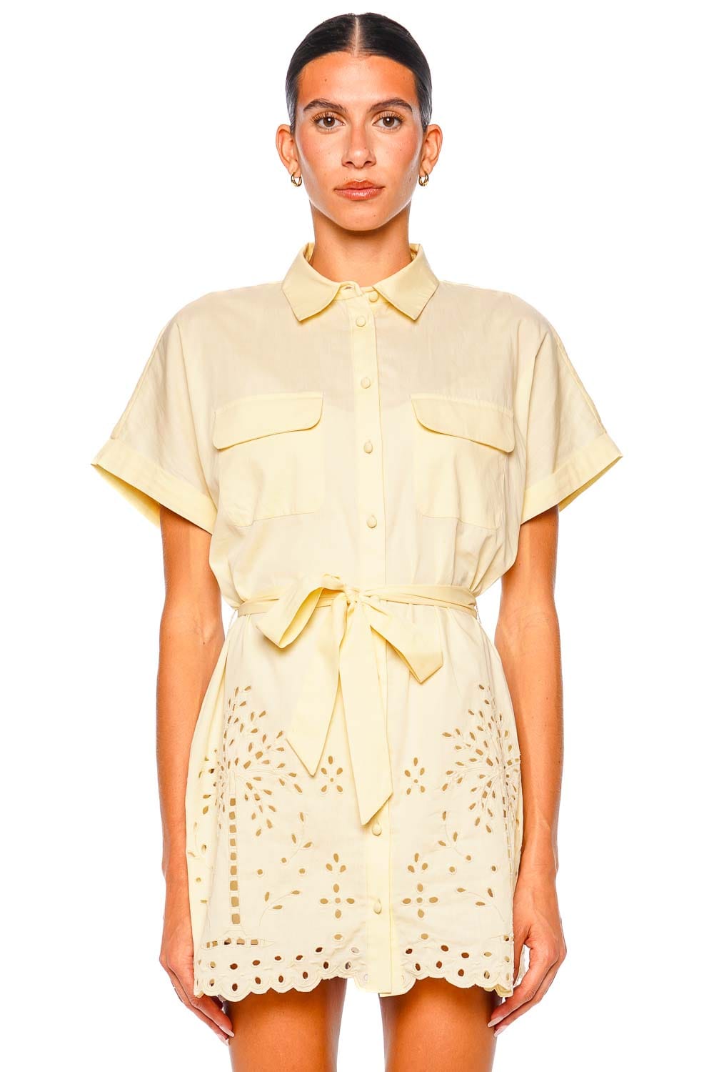 Hemant and Nandita Drop Shoulder Belted Mini Shirt Dress