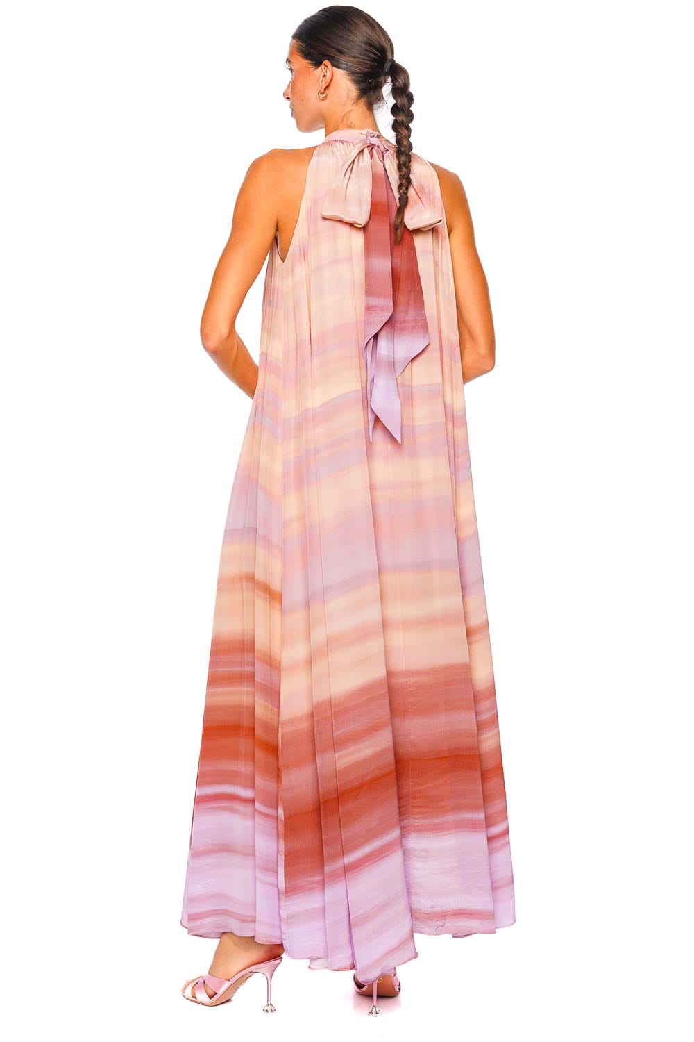 Hemant and Nandita Asma Multi Back Tie Halter Maxi Dress