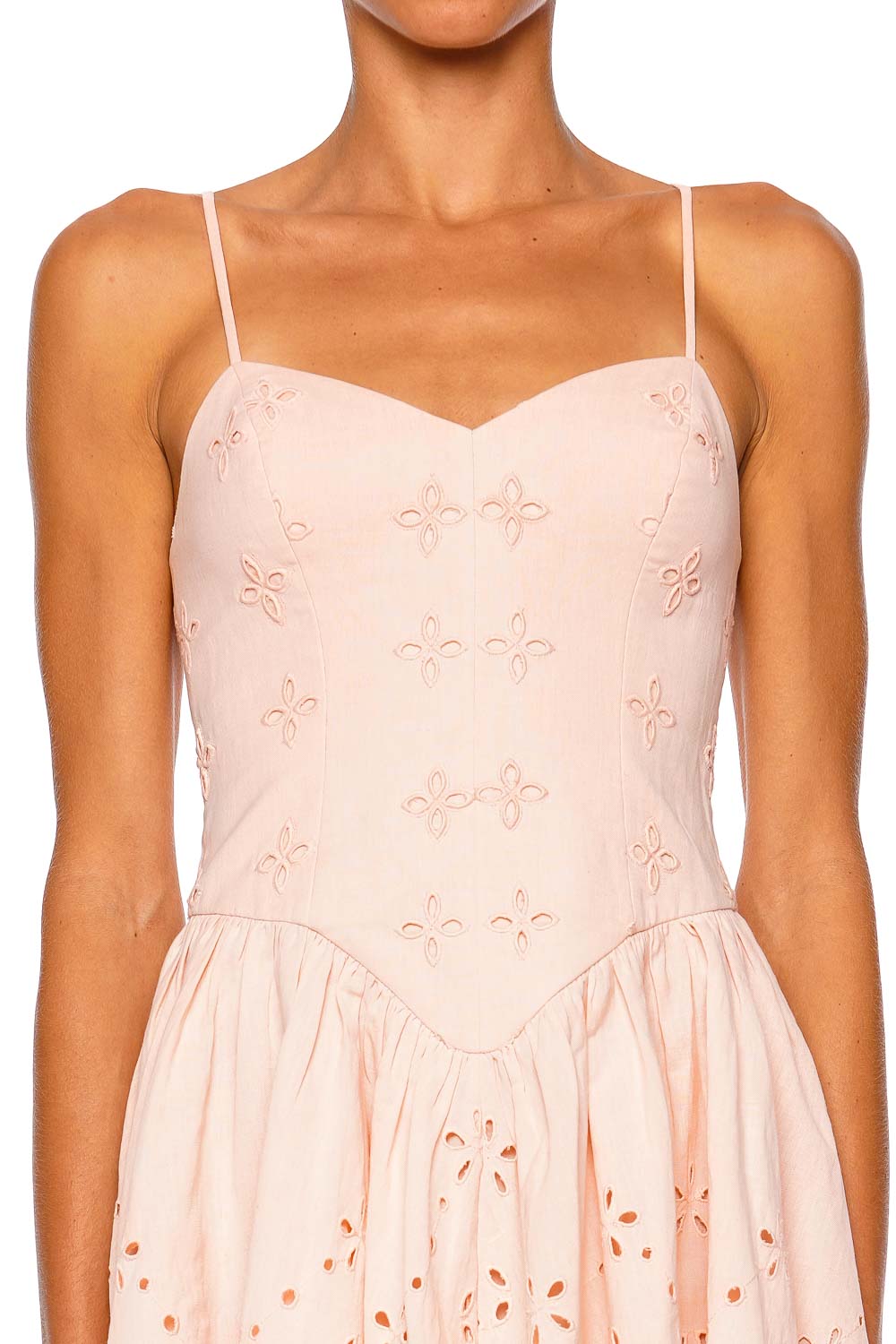 Hemant and Nandita Dew Corseted Peach Mini Dress with Spaghetti Straps