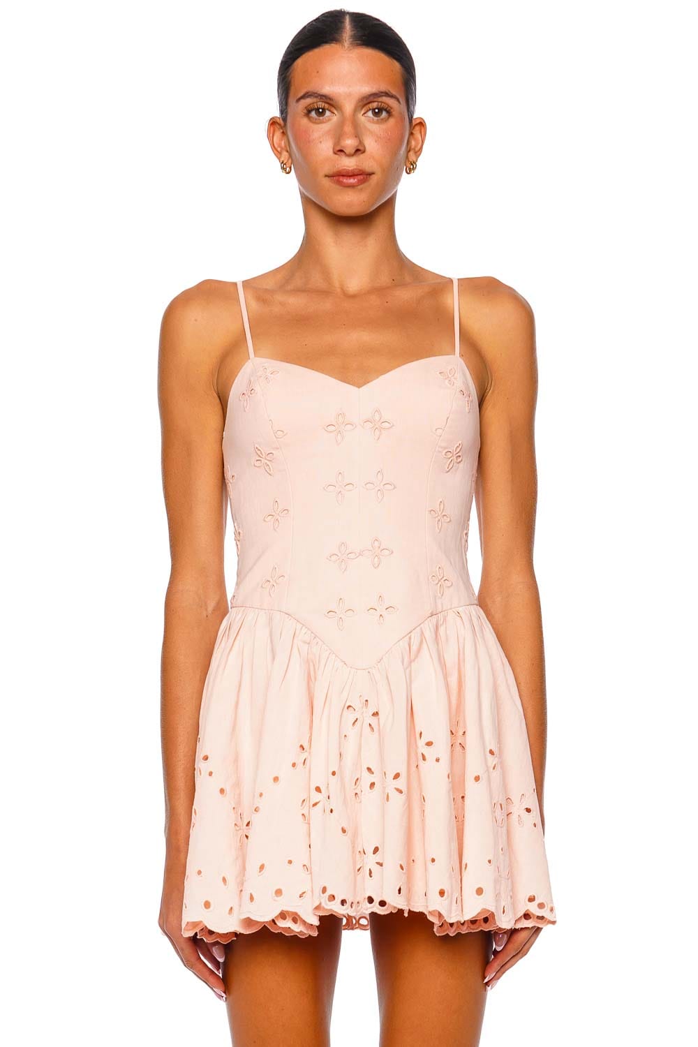Hemant and Nandita Dew Corseted Peach Mini Dress with Spaghetti Straps