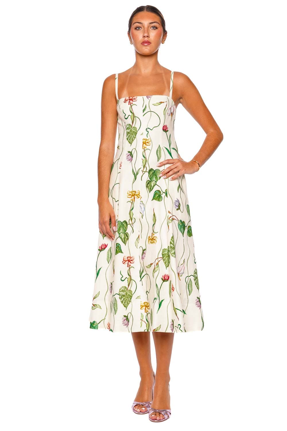 Cara Cara Gimlet Flora Trail Linen Midi Dress