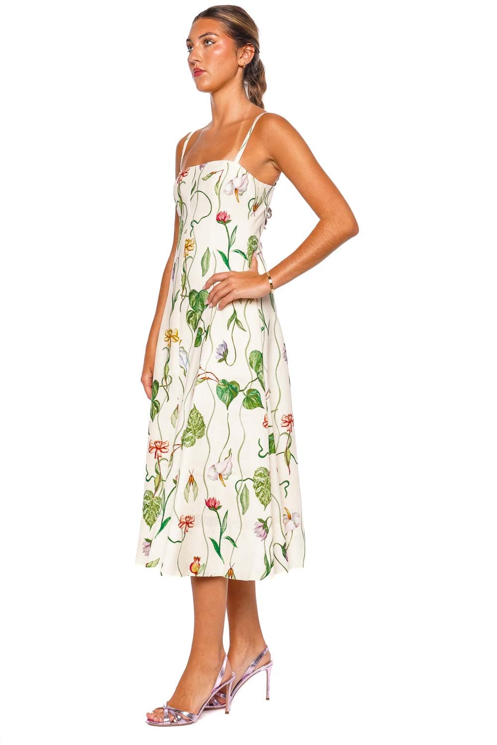Cara Cara Gimlet Flora Trail Linen Midi Dress