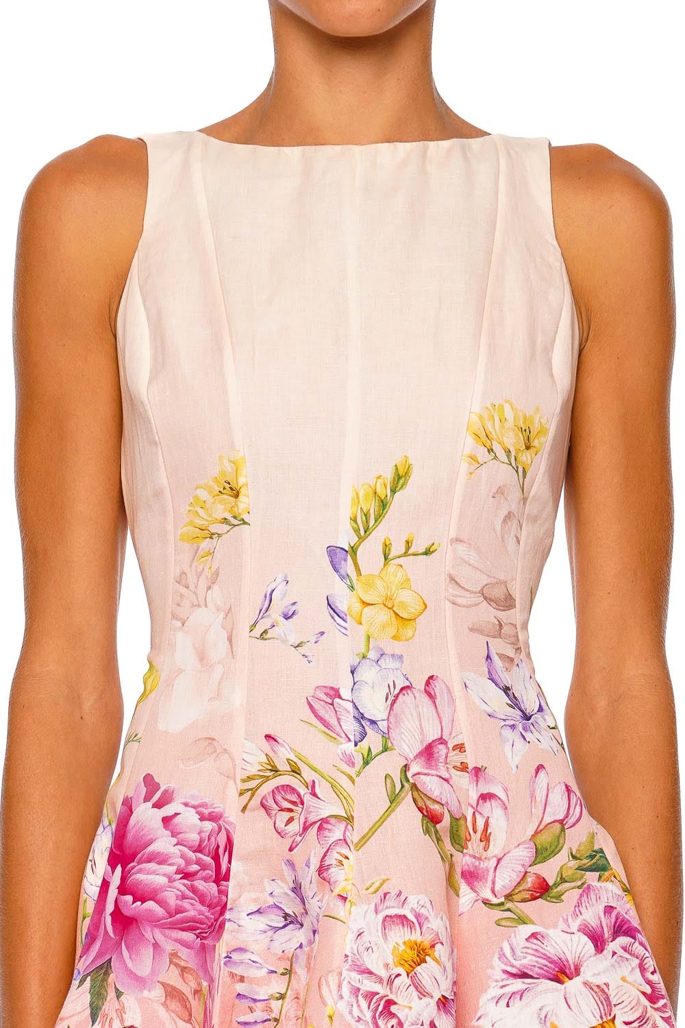 Hemant and Nandita Avya Pink Floral Sleeveless Skater Mini Dress